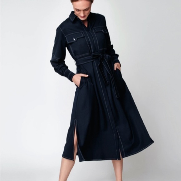 Tasch Milano Dresses & Skirts - Blue Long Sleeve Buttoned Shirt Dress